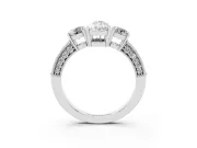 Pear-Shaped Vintage Three Stone Engagement Ring Setting | Graduated Milgrain Pave | Platinum