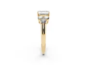 Asscher Cut Side Stone Engagement Ring Setting | Triangle Side Clusters | Yellow Gold