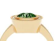 Fancy Green Round Cut Diamond Halo Engagement Ring Set in Yellow gold with Pavé Band and Round Halo Stones