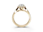 Oval Halo Pavé Engagement Ring Setting | Narrow Split Shank | Yellow Gold