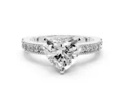 Heart-Shaped Vintage Pavé Solitaire Engagement Ring Setting | Milgrain Edges | Platinum