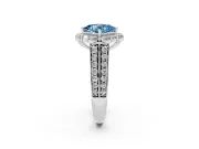 Fancy Blue Princess Cut Diamond Halo Engagement Ring Set in White gold with Split Shank and Prong Setting