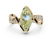 Marquise Bypass Solitaire Engagement Ring Setting for a Fancy Yellow Lab-Grown Diamond | Pavé Strands | Yellow Gold