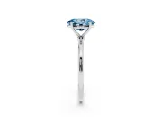 Fancy Blue Oval Cut Diamond Solitaire Engagement Ring Set in Platinum with Thin Band and Prong Setting
