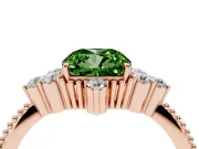 Cushion Cut Cluster Engagement Ring Setting for a Fancy Green Lab-Grown Diamond | Rose Gold