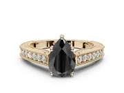 Pear-Shaped Vintage Pavé Engagement Ring Setting for a Black Center | Yellow Gold