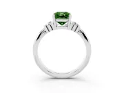 Fancy Green Three-Stone Radiant Cut Diamond Channel Set Ring Set in Silver with Bar Prongs