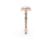 Princess Cut Sectioned Halo Engagement Ring Setting | Pavé Gallery and Band | Rose Gold