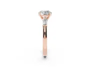 Round Three Stone Engagement Ring Setting | Tapered Baguettes | Rose Gold