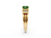 Cushion Cut Bar-Set Engagement Ring Setting for a Fancy Green Lab-Grown Diamond | Yellow Gold