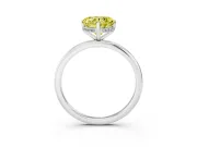 Fancy Yellow Heart Cut Diamond Solitaire Engagement Ring Set in White gold with Prong Setting and Polished Band