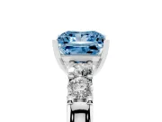 Fancy Blue Princess Cut Diamond Five-Stone Prong Set Engagement Ring Set in White gold with Channel Band