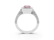 Oval Milgrain Halo Engagement Ring Setting for a Fancy Pink Lab-Grown Diamond | Side Stones | Sterling Silver