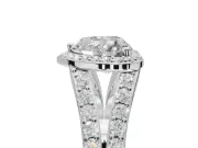 Heart-Shaped Halo Pavé Engagement Ring Setting | Narrow Split Shank | White Gold