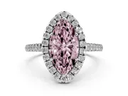 Marquise Halo Engagement Ring Setting for a Fancy Pink Lab-Grown Diamond | Pave Shoulders | Sterling Silver