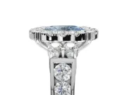 Oval Halo Engagement Ring Setting for a Fancy Blue Lab-Grown Diamond | Side Clusters | Platinum