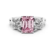 Emerald Cut Floral Engagement Ring Setting for a Fancy Pink Lab-Grown Diamond | White Gold