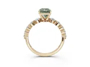 Radiant Cut Graduated Side Stone Engagement Ring Setting for a Fancy Green Lab-Grown Diamond | Yellow Gold