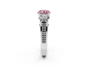 Round Engagement Ring Setting for a Fancy Pink Lab-Grown Diamond | Three Stone | White Gold