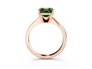 Fancy Green Asscher Cut Diamond Solitaire Ring Set in Rose gold with Prong Setting on a Plain Round Band