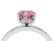 Fancy Pink Cushion Cut Diamond Pavé Band Ring Set in Silver with Prong-Set Center Stone
