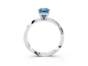 Fancy Blue Radiant Cut Diamond Engagement Ring Set in White gold with Side Stone Accents and Prong Setting
