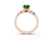 Fancy Green Radiant Cut Diamond Solitaire Ring Set in Rose gold with Marquise Twist Band and Prong Setting