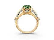 Heart-Shaped Vintage Milgrain Engagement Ring Setting for a Fancy Green Lab-Grown Diamond | Hidden Halo | Yellow Gold