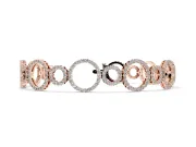 Round Lab-Grown Diamond Pavé Circle Link Bracelet | Large and Small Circles | Rose Gold
