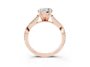 Heart-Shaped Twisted Pavé Solitaire Engagement Ring Setting | Split Shank | Rose Gold