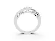 Pear Cut Diamond Bezel Bypass Ring Set in Platinum with Round Accents