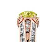Fancy Yellow Round Cut Diamond Vintage-Inspired Milgrain Ring Set in Rose gold with Accent Split Shank