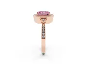Radiant Cut Milgrain Halo Engagement Ring Setting for a Fancy Pink Lab-Grown Diamond | Graduated Pavé | Rose Gold