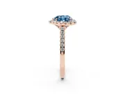 Heart-Shaped Raised Halo Engagement Ring Setting for a Fancy Blue Lab-Grown Diamond | Rose Gold