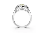 Oval Halo Engagement Ring Setting for a Fancy Yellow Lab-Grown Diamond | Graduated Channel Band | Sterling Silver