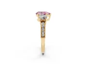 Pear-Shaped Three Stone Engagement Ring Setting for a Fancy Pink Lab-Grown Diamond | Graduated Pave Band | Yellow Gold