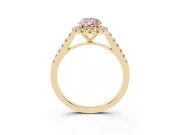 Pear-Shaped Halo Engagement Ring Setting for a Fancy Pink Lab-Grown Diamond | Pave Shoulders | Yellow Gold