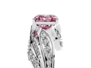 Asscher Cut Bypass Hidden Halo Engagement Ring Setting for a Fancy Pink Lab-Grown Diamond | Graduated Pavé | Platinum