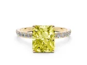 Radiant Cut Pave Solitaire Engagement Ring Setting for a Fancy Yellow Lab-Grown Diamond | Slim Band | Yellow Gold