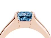 Princess Cut Half Bezel Solitaire Engagement Ring Setting for a Fancy Blue Lab-Grown Diamond | Wide Band | Rose Gold