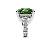 Princess Cut Hidden Halo Engagement Ring Setting for a Fancy Green Lab-Grown Diamond | Claw Prongs | Sterling Silver