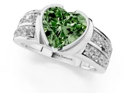 Heart-Shaped Half Bezel Engagement Ring Setting for a Fancy Green Lab-Grown Diamond | Channel Band | Sterling Silver