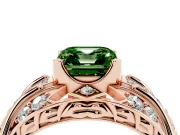 Asscher Cut Art Deco Engagement Ring Setting for a Fancy Green Lab-Grown Diamond | Rose Gold