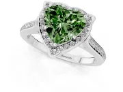 Heart-Shaped Petal Tip Halo Engagement Ring Setting for a Fancy Green Lab-Grown Diamond | Pavé Band | Sterling Silver