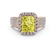 Radiant Cut Pavé Engagement Ring Setting for a Fancy Yellow Lab-Grown Diamond | Wide Three-Row Band | Rose Gold