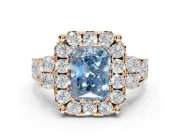 Radiant Cut Halo Engagement Ring Setting for a Fancy Blue Lab-Grown Diamond | Graduated Channel Band | Rose Gold