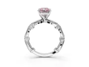 Radiant Cut Vintage Milgrain Engagement Ring Setting for a Fancy Pink Lab-Grown Diamond | Graduated Stations | Platinum