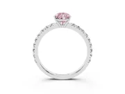 Pear-Shaped Pave Solitaire Engagement Ring Setting for a Fancy Pink Lab-Grown Diamond | Shared Prong Band | White Gold