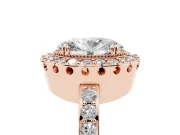 Oval Vintage Milgrain Halo Engagement Ring Setting | Pierced Gallery | Rose Gold
