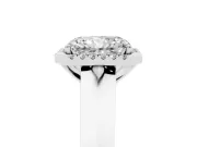 Radiant Cut Diamond Halo Ring Set in Silver with Cathedral Band and Prong Setting